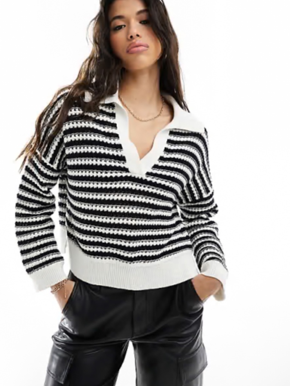 Industry structure open knit sweater